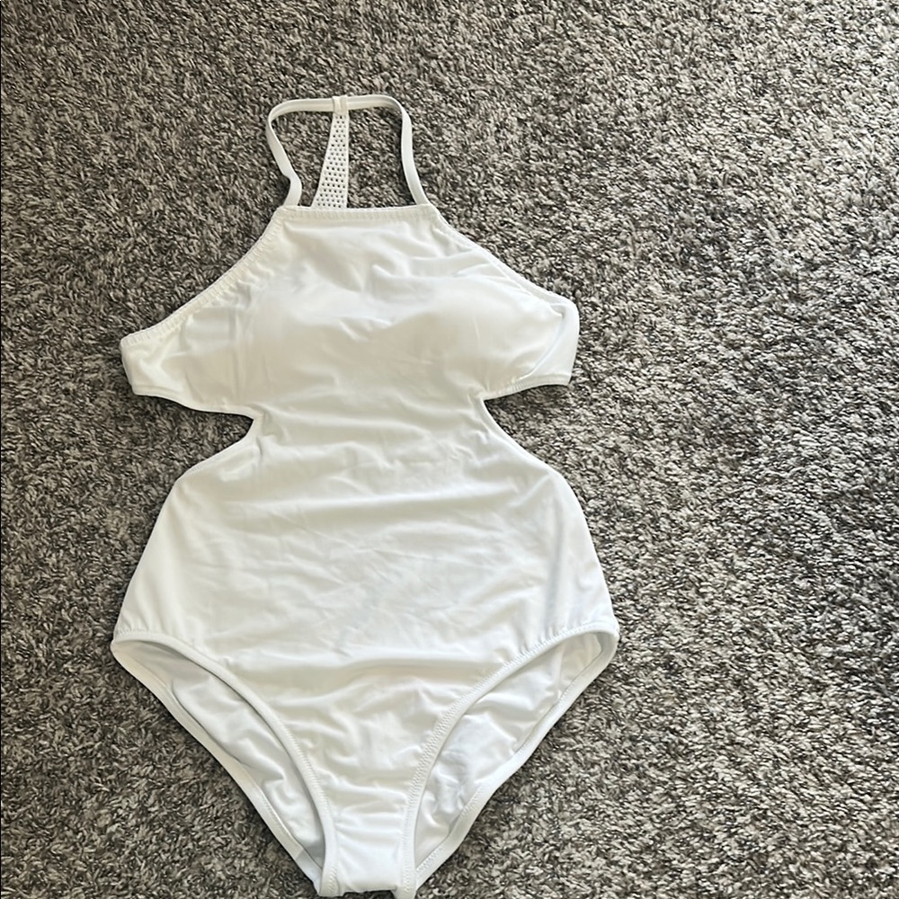 Victoria Secret White Halter One-Piece Swimsuit Size Large